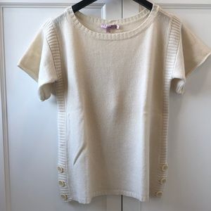 Calypso 100% cashmere short sleeve ivory XS